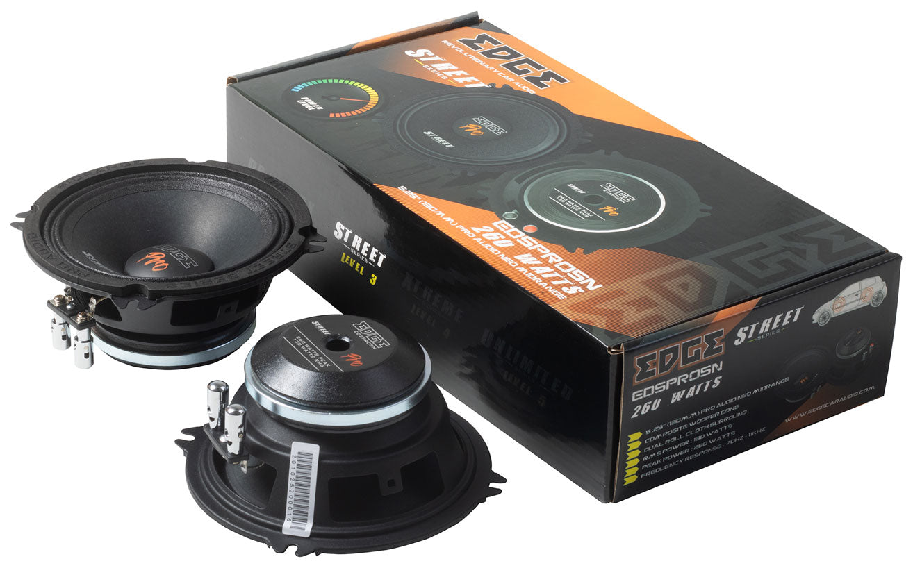 EDSPRO5N-E0 | EDGE Street Series 5.25 inch 260 watts Neodymium Magnet Pro Audio Midrange Speakers - Pair